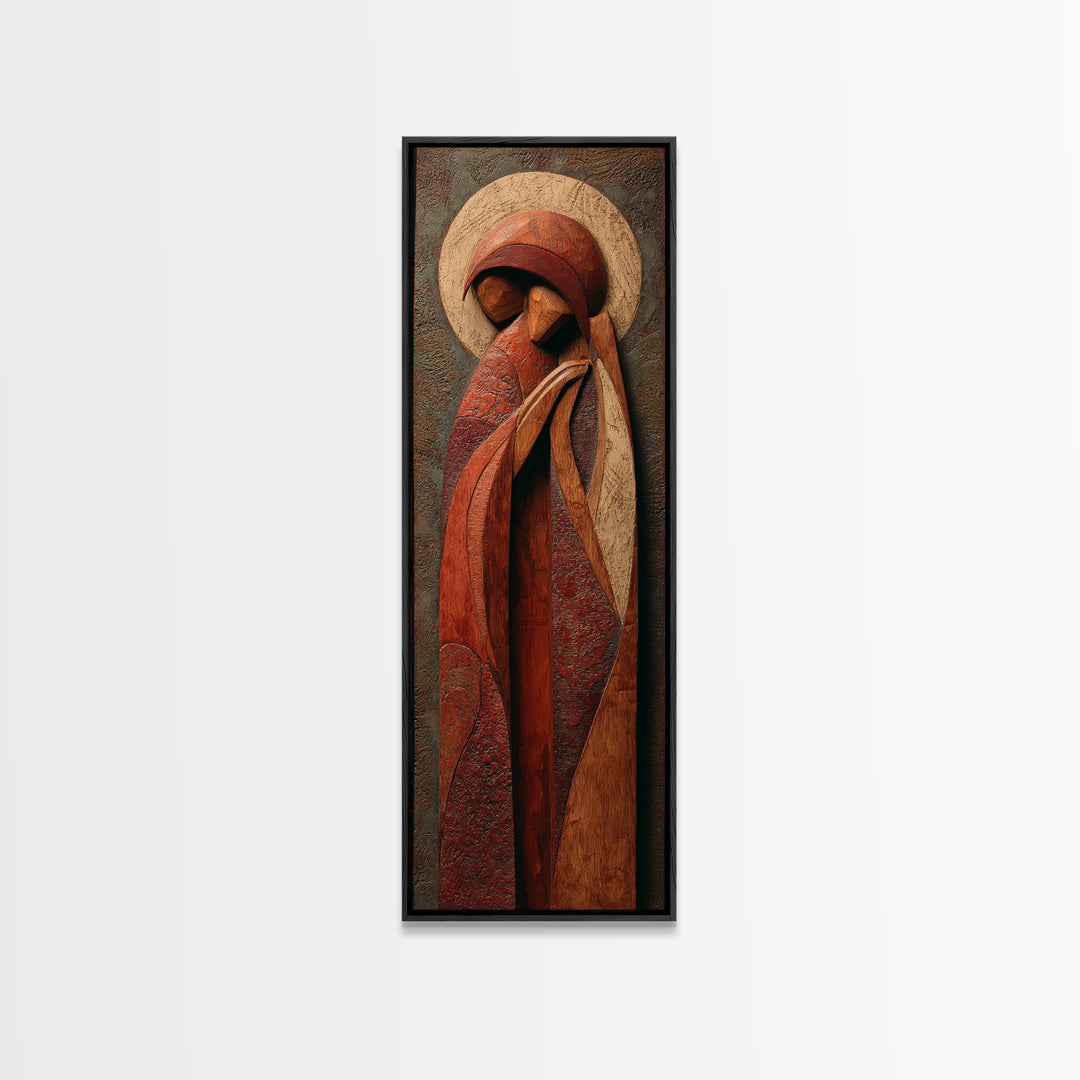 Carved Wood Figure Canvas Print, Tribal Art, Original Painting, Living Room Decor, Fine Art, Tribal, Canvas Painting, TRI-1x3-57