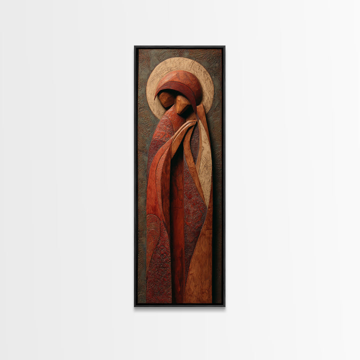 Carved Wood Figure Canvas Print, Tribal Art, Original Painting, Living Room Decor, Fine Art, Tribal, Canvas Painting, TRI-1x3-57