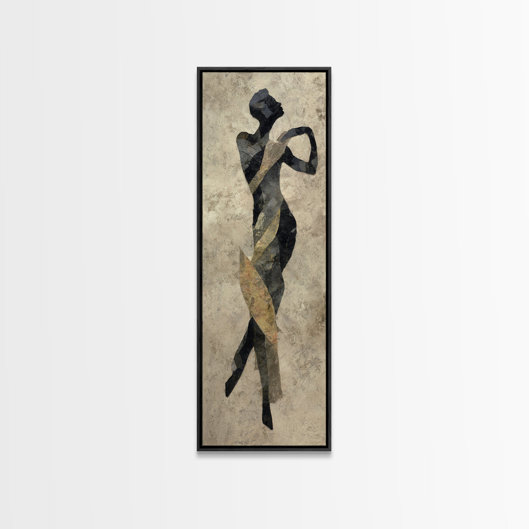 Ceremonial Dancer Silhouette Canvas Print, Tribal Art, Living Room Decor, Oil Painting, Tribal, Unique Wall Art, TRI-1x3-63