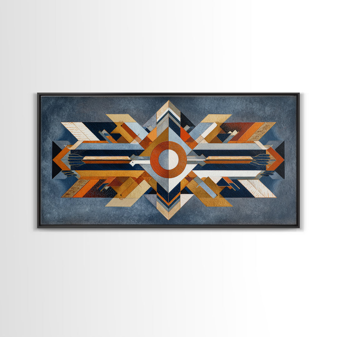 Eagle Totem with Feathers and Geometric Shapes Canvas Print, Tribal Art, Home Decor, Living Room Decor, Abstract Art, Tribal, TRI-2x1-32