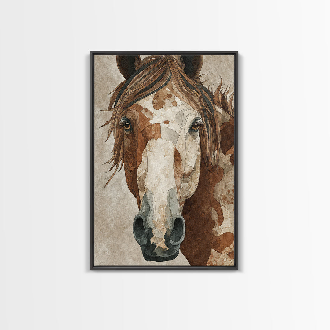 Tribal Horse Pattern Framed Canvas Print, Tribal Art, Art, Living Room Decor, Abstract Art, Tribal, Gallery Wall Art, TRI-2x3-26
