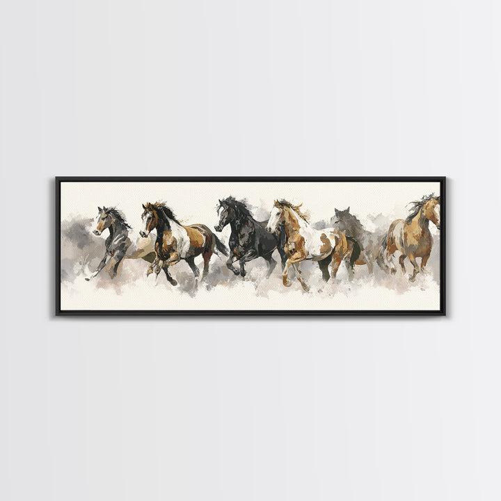 Tribal Horse Pattern Framed Canvas Print, Tribal Art, Boho Wall Decor, Living Room Decor, Fine Art, Tribal, Southwestern Decor, TRI-3x1-10