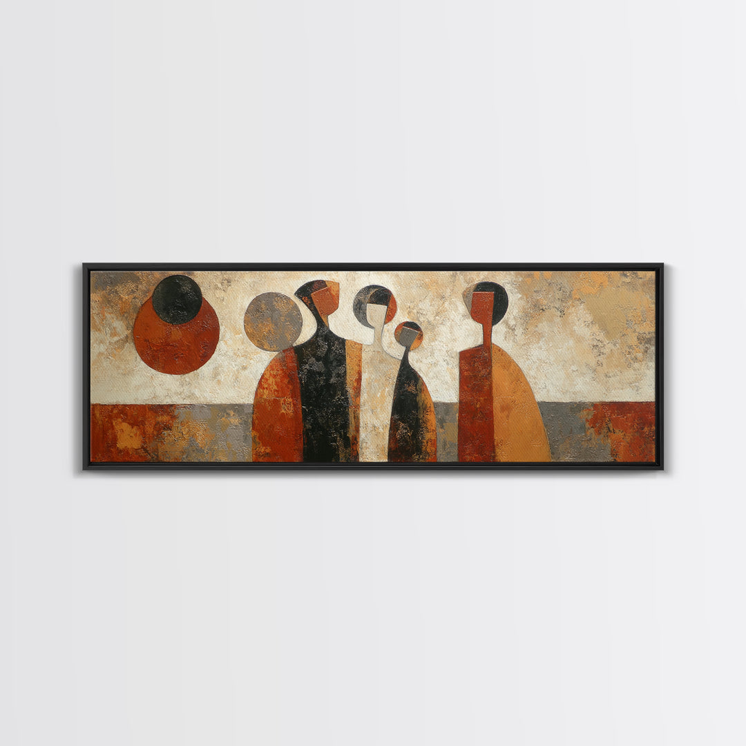 Abstract Family Figures Framed Canvas Print, Tribal Art, Fine Art Print, Living Room Decor, Fine Art, Tribal, Wall Decor, TRI-3x1-15