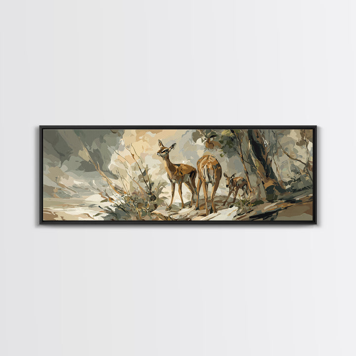 Ancient Cave Art Running Animals Canvas Print, Tribal Art, Modern Decor, Living Room Decor, Abstract Art, Tribal, Wall Decor, TRI-3x1-25
