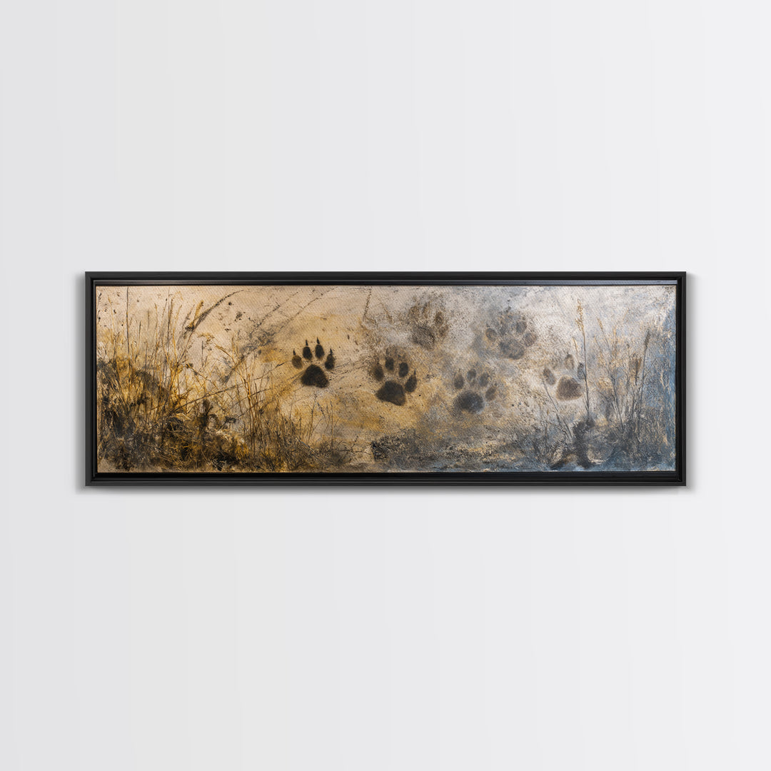Handprint and Animal Track Composition Canvas Print, Tribal Art, Ethnic Art, Living Room Decor, Fine Art, Tribal, TRI-3x1-33
