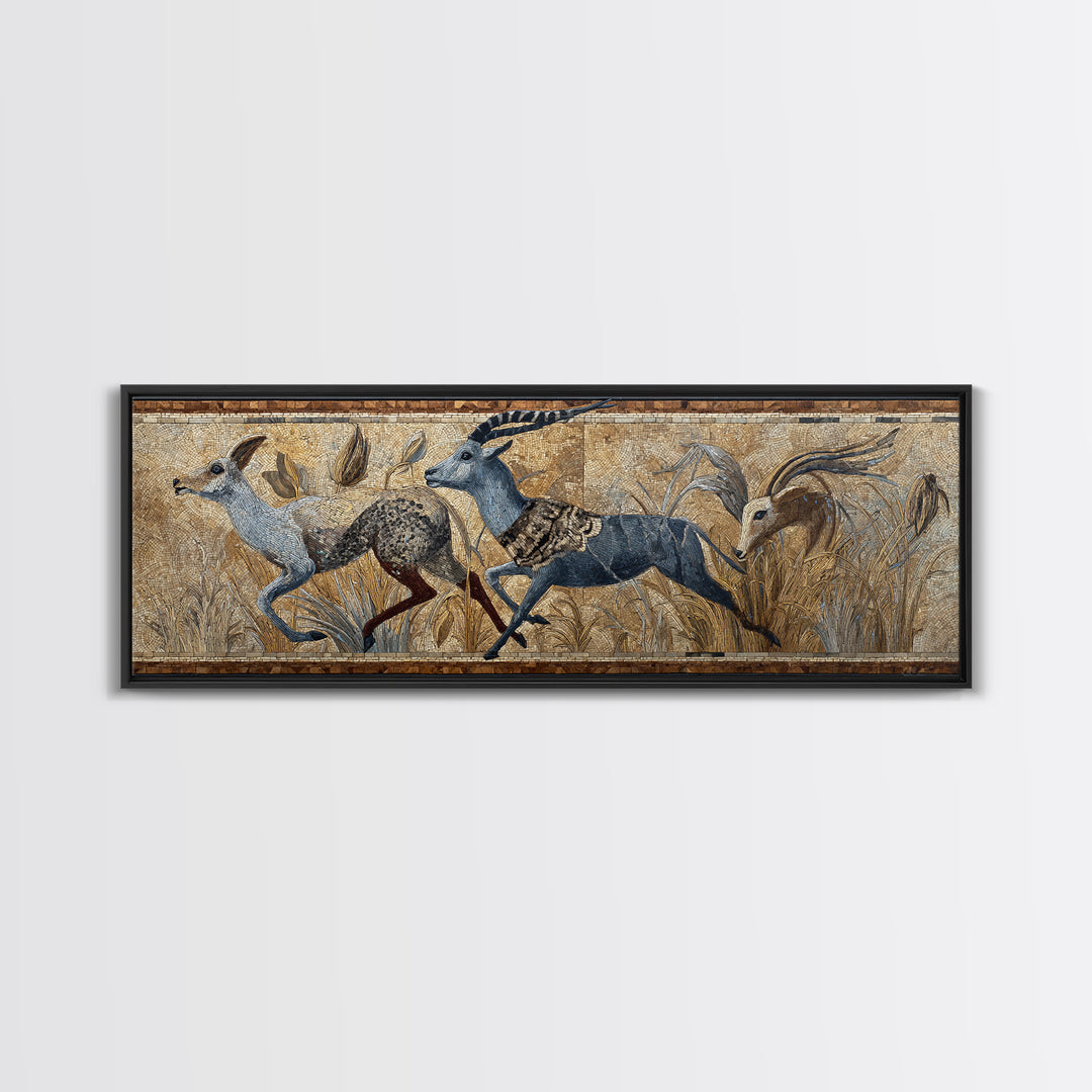 Ancient Cave Art Running Animals Canvas Print, Tribal Art, Modern Decor, Living Room Decor, Abstract Art, Tribal, Wall Decor, TRI-3x1-49