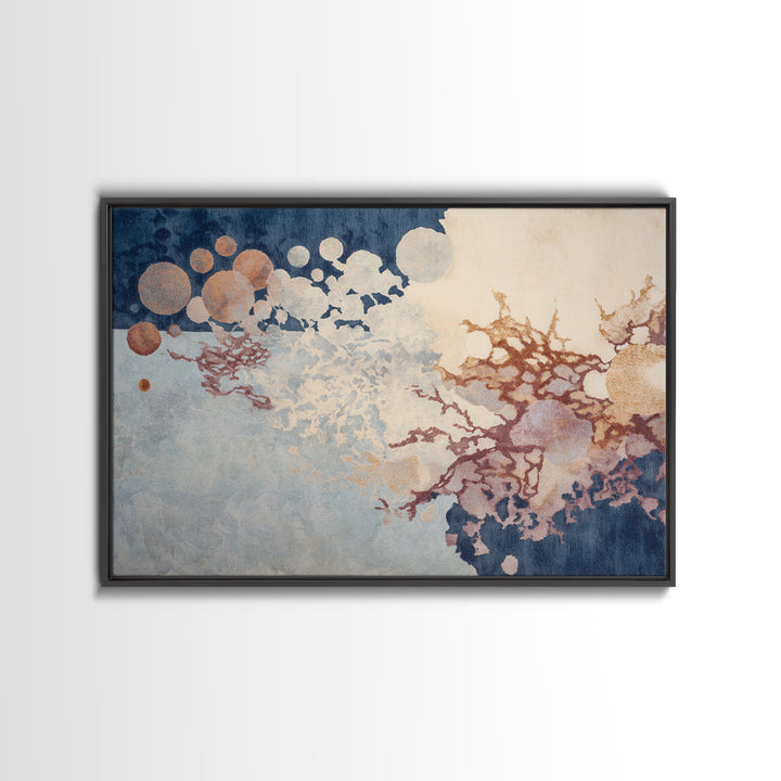 Indigo Textile Design Framed Canvas Print, Tribal Art, Art Print, Living Room Decor, Fine Art, Tribal, Abstract Wall Art, TRI-3x2-36