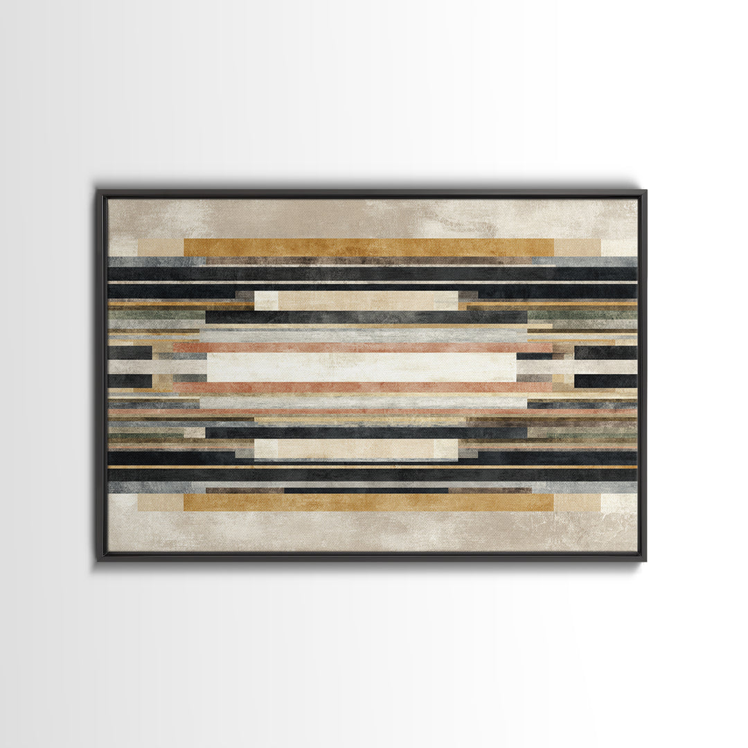 Geometric Border Design by Global Textiles Framed Canvas Print, Tribal Art, Gallery Wall Art, Living Room Decor, Tribal, TRI-3x2-96