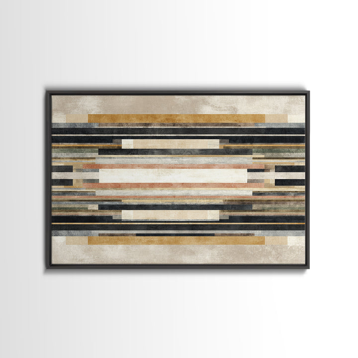 Geometric Border Design by Global Textiles Framed Canvas Print, Tribal Art, Gallery Wall Art, Living Room Decor, Tribal, TRI-3x2-96