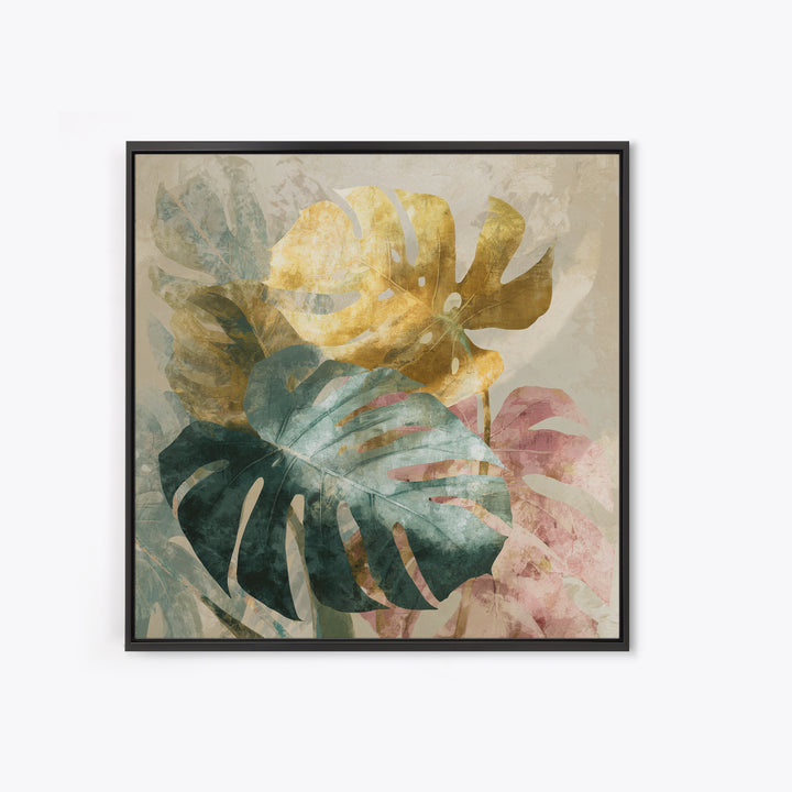 Lush Monstera Leaves Framed Canvas Print, Tropical Art, Modern Decor, Living Room Decor, Fine Art, Tropic, Wall Decor, TRO-1x1-1