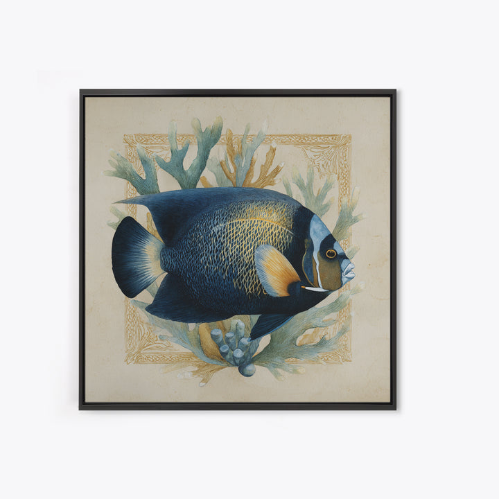 Tropical Fish over Coral Reef Framed Canvas Print, Tropical Art, Oversized Wall Art, Living Room Decor, Fine Art, Tropic, TRO-1x1-11