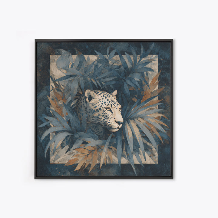 Leopard Hidden Among Palm Leaves Canvas Print, Tropical Art, Coastal Art, Living Room Decor, Fine Art, Tropic, Luxury Decor, TRO-1x1-14