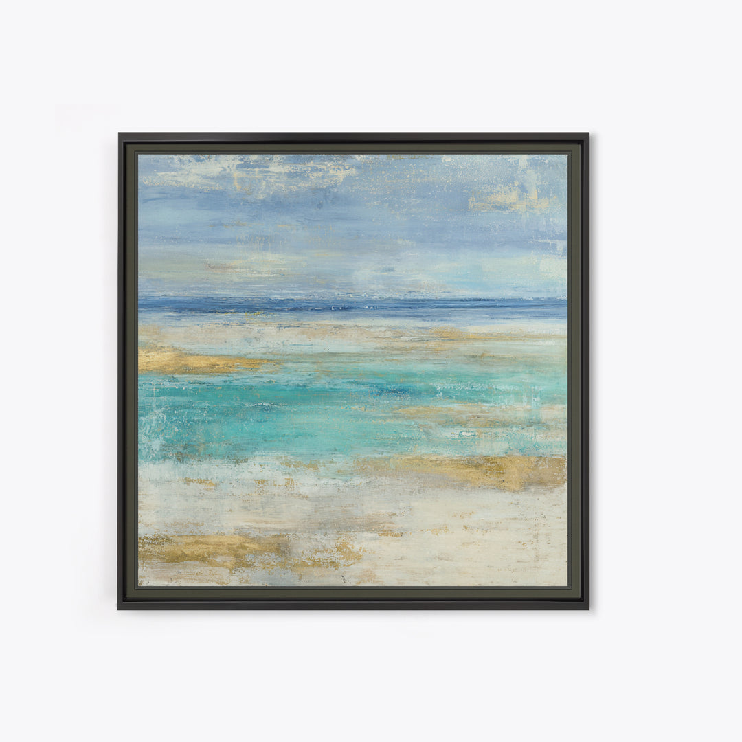 Tropical Lagoon with Turquoise Water Canvas Print, Tropical Art, Abstract Painting, Living Room Decor, Fine Art, Tropic, TRO-1x1-31