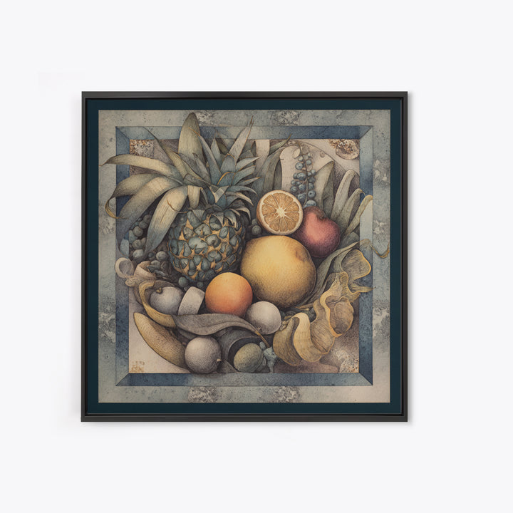 Tropical Fruit Market Arrangement Framed Canvas Print, Tropical Art, Coastal Decor, Living Room Decor, Fine Art, Tropic, TRO-1x1-39