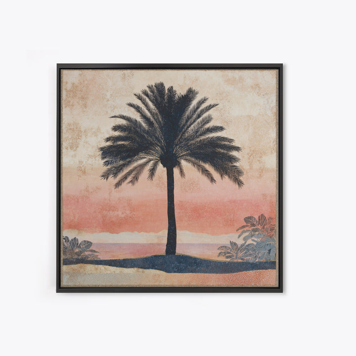 Palm Tree Silhouettes Framed Canvas Print, Tropical Art, Abstract Painting, Living Room Decor, Fine Art, Tropic, Gallery Decor, TRO-1x1-52