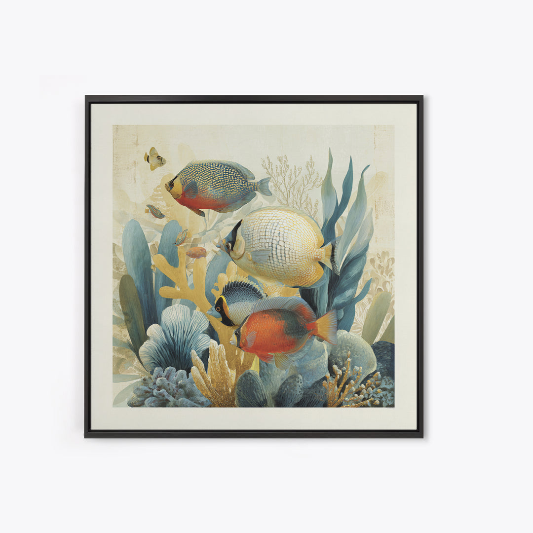 Tropical Fish over Coral Reef Canvas Print, Tropical Art, Gallery Decor, Living Room Decor, Fine Art, Tropic, Wall Art, TRO-1x1-59