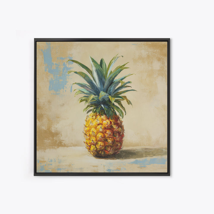 Pineapple and Palm Still Life Framed Canvas Print, Tropical Art, Downloadable Prints, Living Room Decor, Watercolor Art, Tropic, TRO-1x1-6