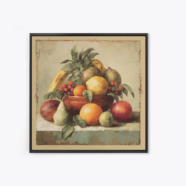 Tropical Fruit Market Arrangement Framed Canvas Print, Tropical Art, Neutral Decor, Living Room Decor, Fine Art, Tropic, TRO-1x1-63