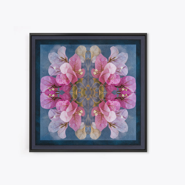 Pink Bougainvillea over White Wall Framed Canvas Print, Tropical Art, Abstract Painting, Living Room Decor, Fine Art, Tropic, TRO-1x1-64