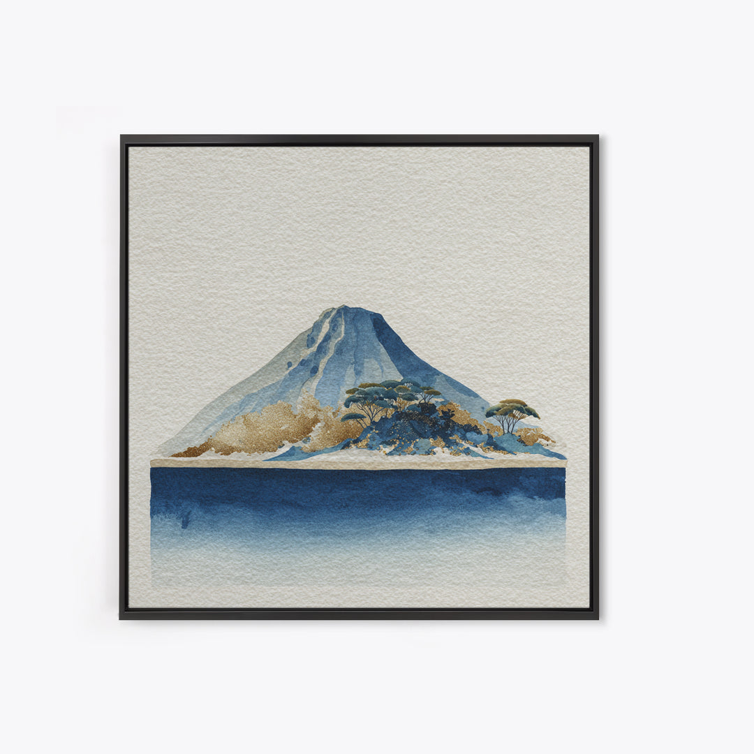 Island Volcano with Lush Foreground Canvas Print, Tropical Art, Contemporary Art, Living Room Decor, Fine Art, Tropic, TRO-1x1-89