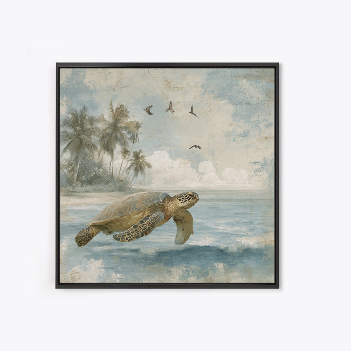 Sea Turtle Near Tropical Reef Canvas Print, Tropical Art, Room Decor, Living Room Decor, Fine Art, Tropic, Printable, TRO-1x1-91