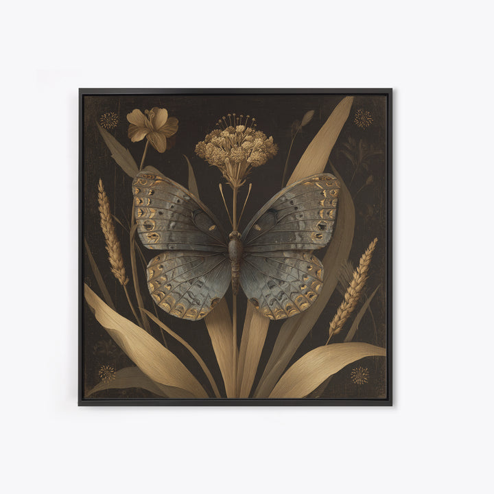 Tropical Butterfly and Flower Study Canvas Print, Tropical Art, Fine Art Print, Living Room Decor, Watercolor Art, Tropic, TRO-1x1-95