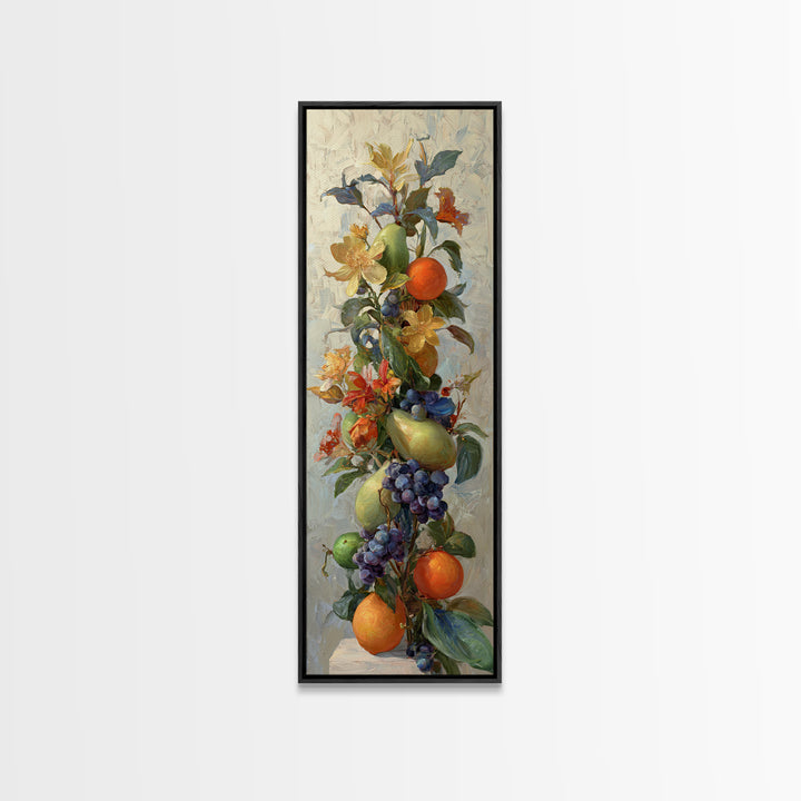 Bright Papaya and Lime Still Life Canvas Print, Tropical Art, Wall Art, Living Room Decor, Oil Painting, Tropic, Pink Wall Art, TRO-1x3-12