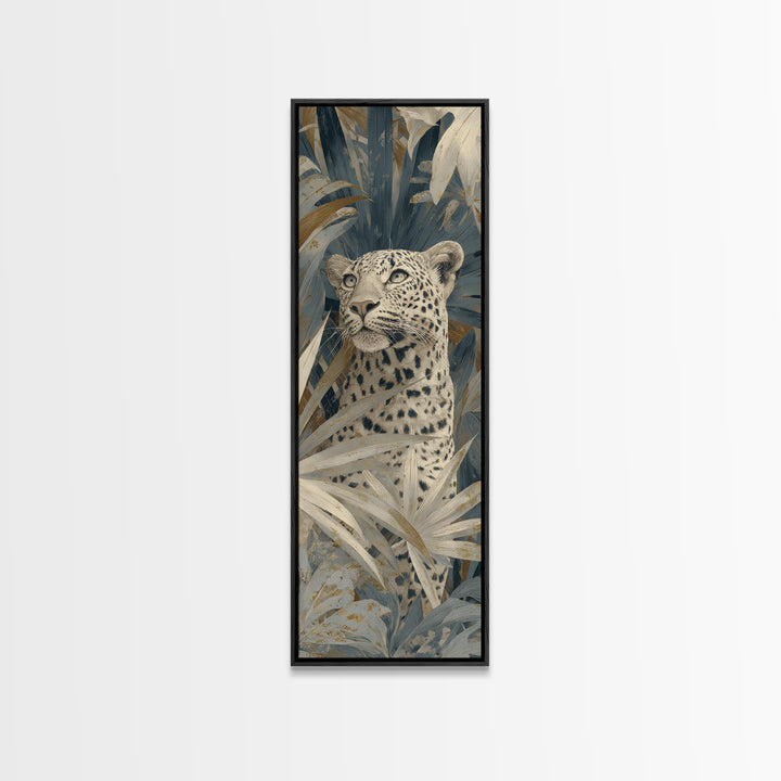 Leopard Hidden Among Palm Leaves Canvas Print, Tropical Art, Whimsical Art, Living Room Decor, Fine Art, Tropic, TRO-1x3-2