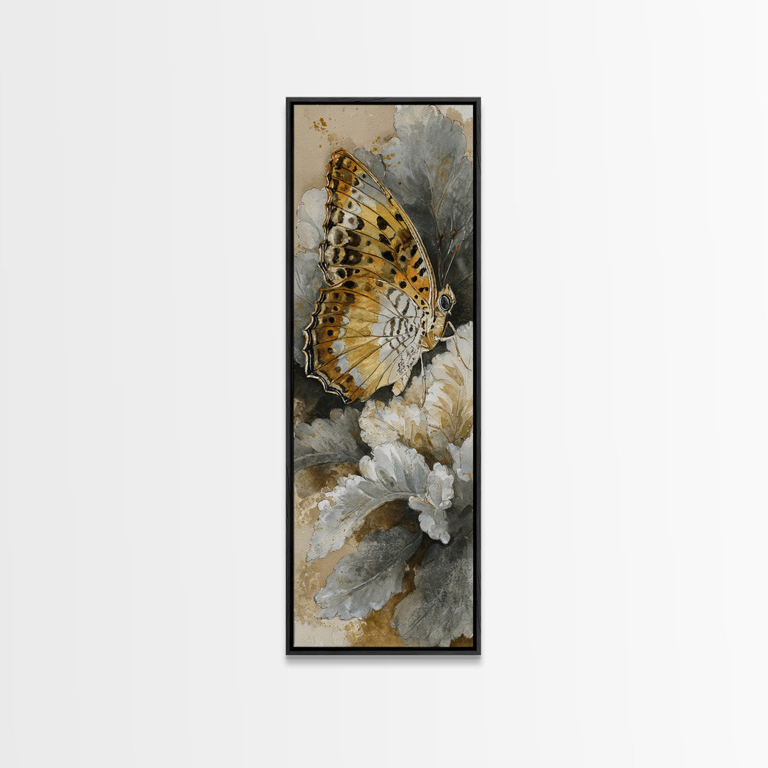 Tropical Butterfly and Flower Study Canvas Print, Tropical Art, Digital Print, Living Room Decor, Tropic, Downloadable Prints, TRO-1x3-35