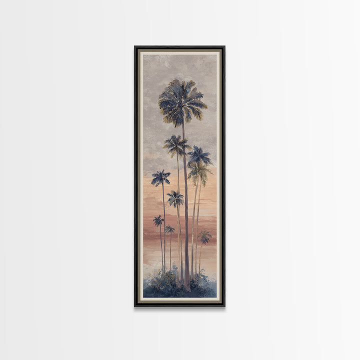 Palm Tree Silhouettes Canvas Print, Tropical Art, Pink Wall Art, Living Room Decor, Fine Art, Tropic, Coastal Art, Beach Print, TRO-1x3-40