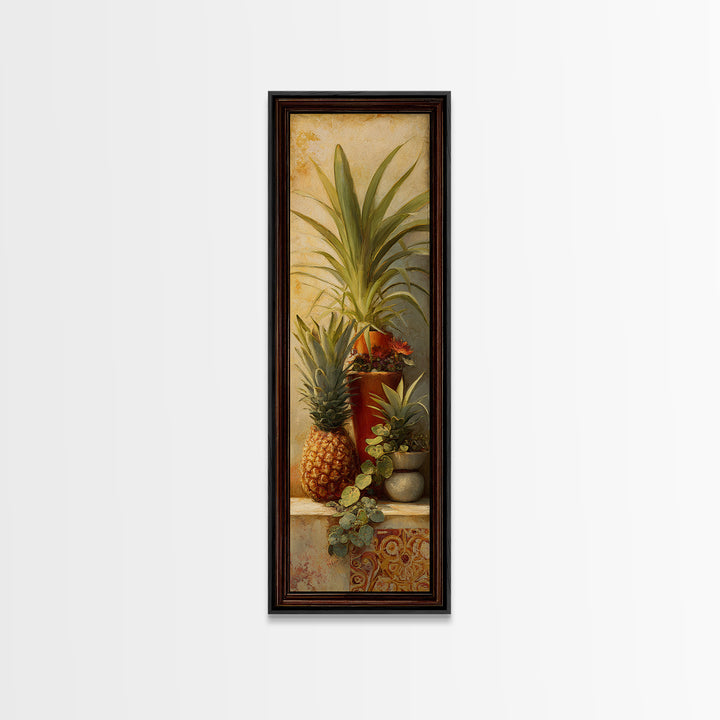 Pineapple and Palm Still Life Canvas Print, Tropical Art, Neutral Decor, Living Room Decor, Fine Art, Tropic, Home Decor, TRO-1x3-42