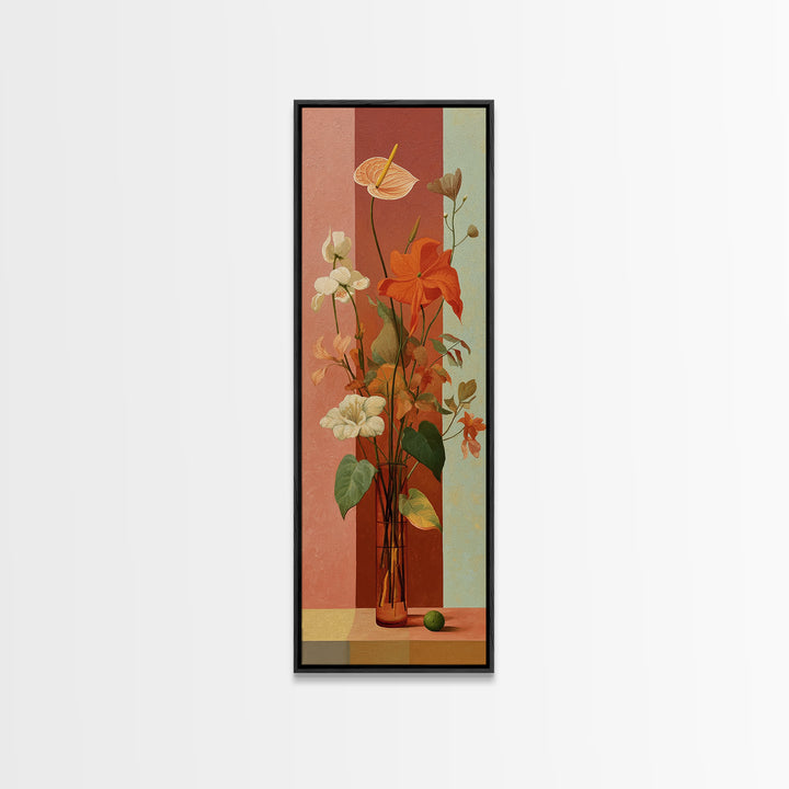 Bright Papaya and Lime Still Life Canvas Print, Tropical Art, Printable Art, Living Room Decor, Abstract Art, Tropic, TRO-1x3-60