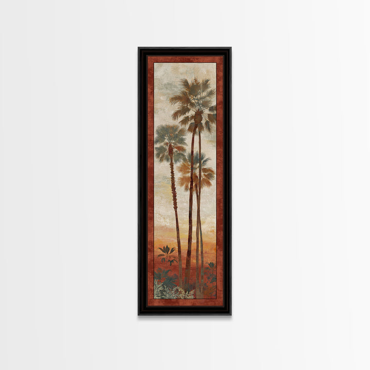 Palm Tree Silhouettes Framed Canvas Print, Tropical Art, Abstract Painting, Living Room Decor, Fine Art, Tropic, Gallery Decor, TRO-1x3-64