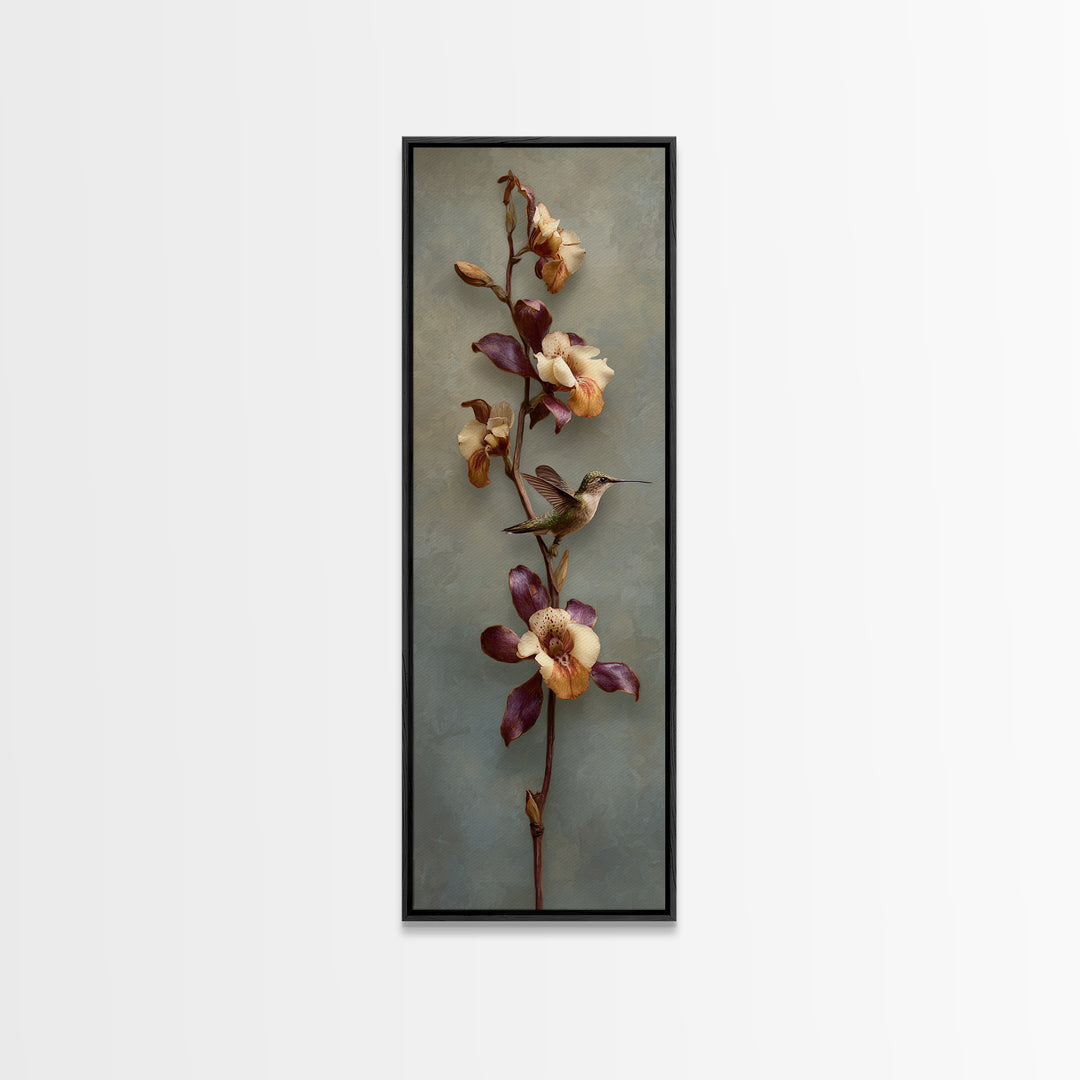 Orchid and Hummingbird Composition Canvas Print, Tropical Art, Room Decor, Living Room Decor, Fine Art, Tropic, Printable, TRO-1x3-94