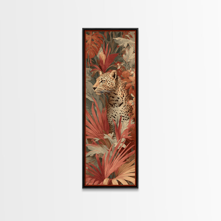 Leopard Hidden Among Palm Leaves Canvas Print, Tropical Art, Textured Painting, Living Room Decor, Fine Art, Tropic, TRO-1x3-98