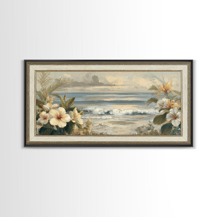 Sunset Surf Scene Framed Canvas Print, Tropical Art, Room Decor, Living Room Decor, Fine Art, Tropic, Printable, TRO-2x1-18