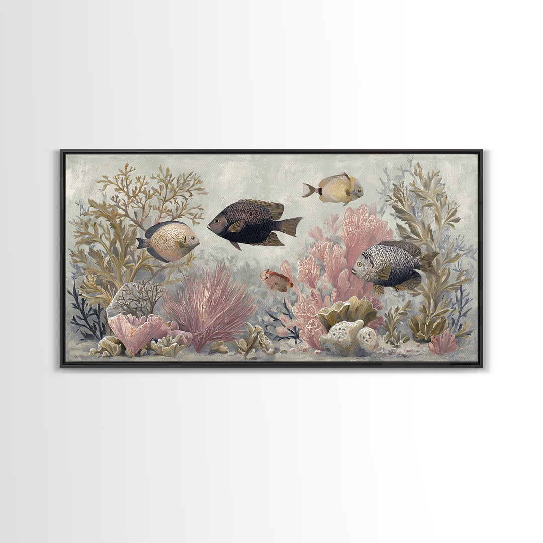 Leopard Hidden Among Palm Leaves Framed Canvas Print, Tropical Art, Contemporary Art, Living Room Decor, Fine Art, Tropic, TRO-2x1-34