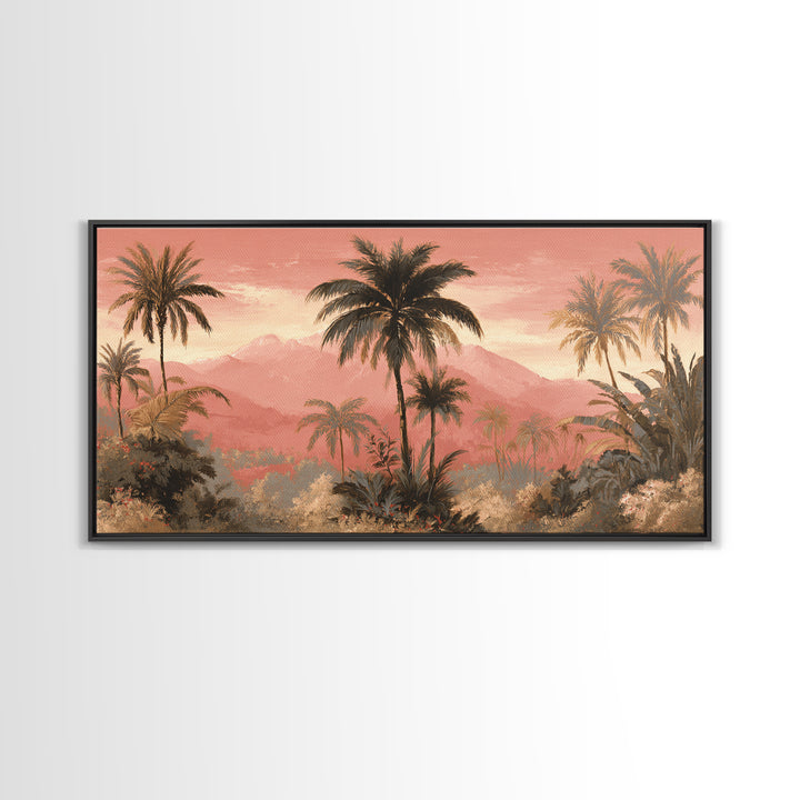 Palm Tree Silhouettes Canvas Print, Tropical Art, Digital Prints, Living Room Decor, Fine Art, Tropic 148, Set of Prints, TRO-2x1-48