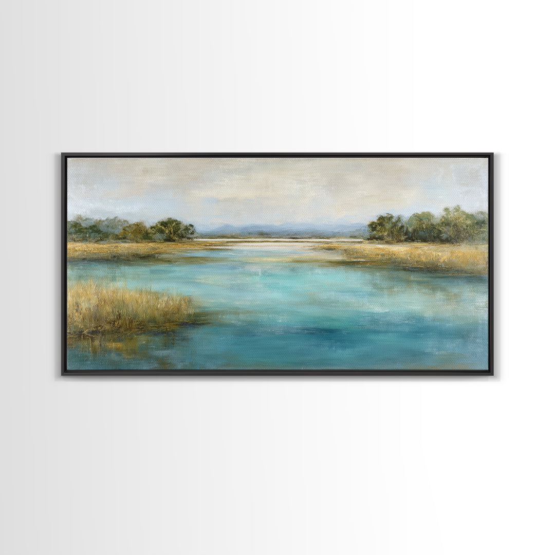 Tropical Lagoon with Turquoise Water Framed Canvas Print, Tropical Art, Room Decor, Living Room Decor, Fine Art, Tropic, TRO-2x1-75