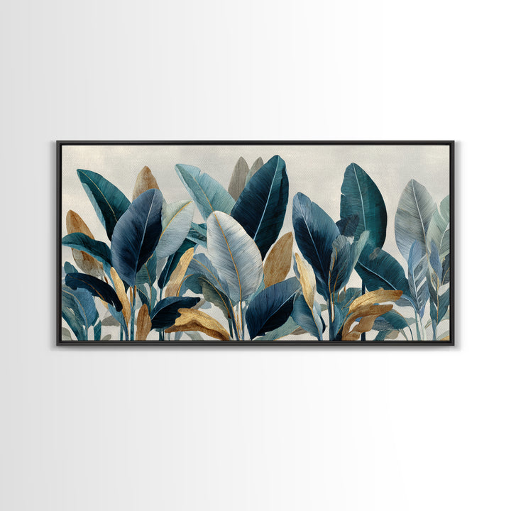 Banana Leaves Layered Canvas Print, Tropical Art, Watercolor Painting, Living Room Decor, Oil Painting, Tropic, TRO-2x1-77