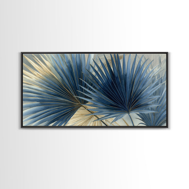 Rain Soaked Palm Leaf Closeup Canvas Print, Tropical Art, Coastal Wall Art, Living Room Decor, Oil Painting, Tropic, TRO-2x1-89