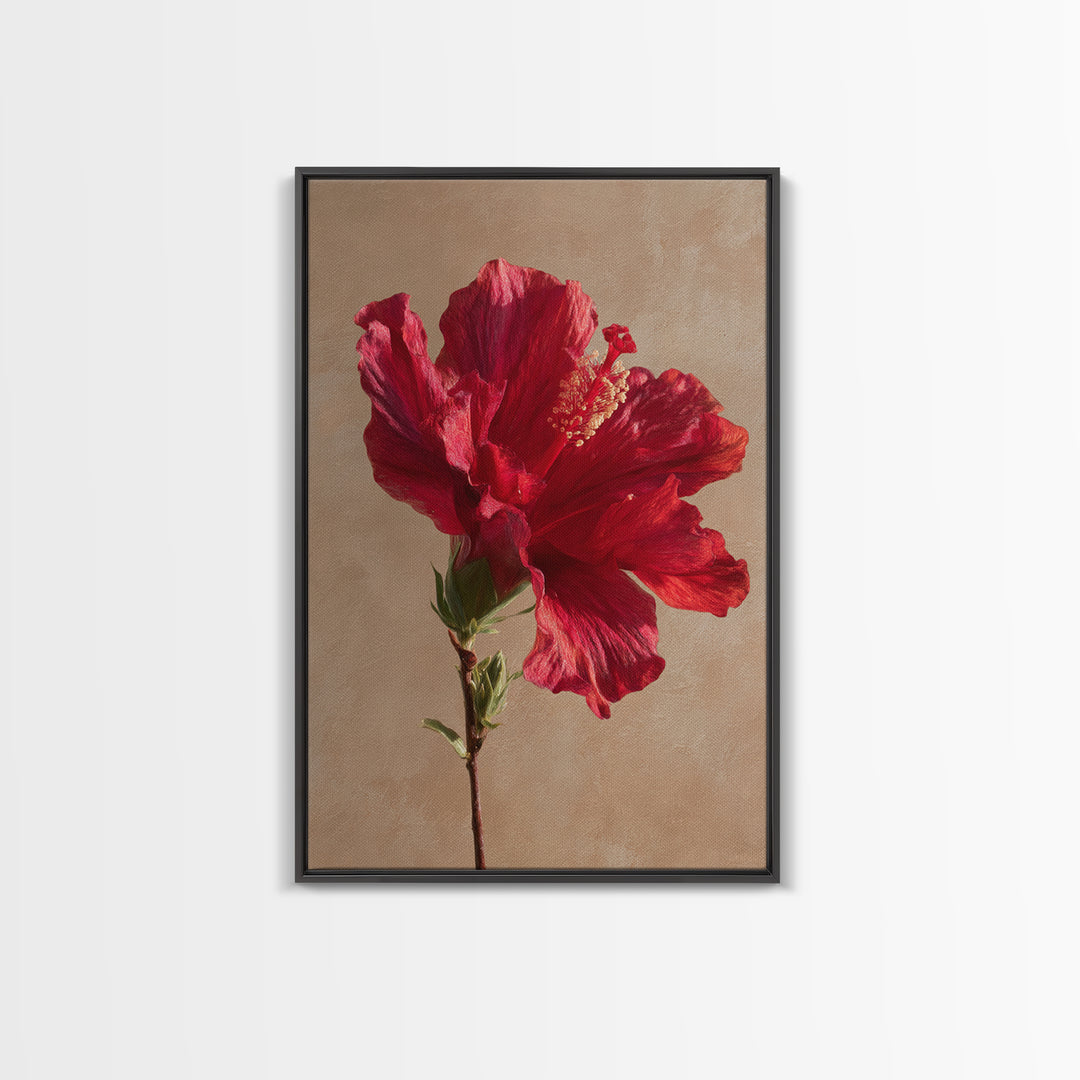 Hibiscus Flower Closeup Framed Canvas Print, Tropical Art, Digital Print, Living Room Decor, Tropic, Downloadable Prints, TRO-2x3-13
