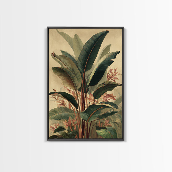 Banana Leaves Layered Framed Canvas Print, Tropical Art, Printable Art, Living Room Decor, Abstract Art, Tropic, TRO-2x3-17
