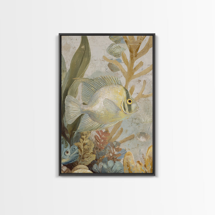 Tropical Fish over Coral Reef Framed Canvas Print, Tropical Art, Contemporary Art, Living Room Decor, Fine Art, Tropic, TRO-2x3-19