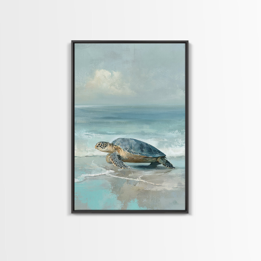 Sea Turtle Near Tropical Reef Framed Canvas Print, Tropical Art, Room Decor, Living Room Decor, Fine Art, Tropic, Printable, TRO-2x3-3