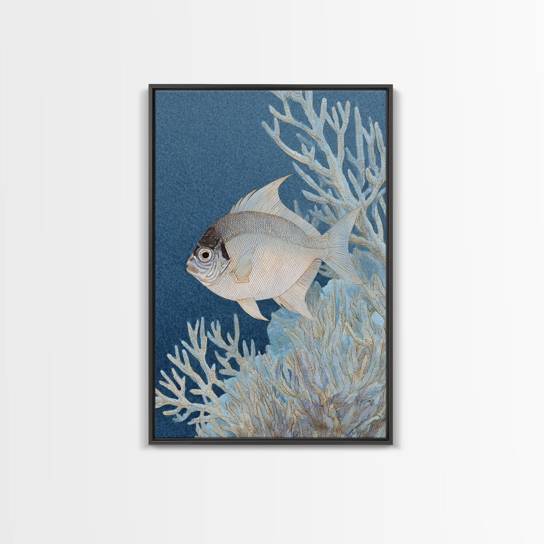 Tropical Fish over Coral Reef Framed Canvas Print, Tropical Art, Digital Print, Living Room Decor, Tropic, Downloadable Prints, TRO-2x3-43
