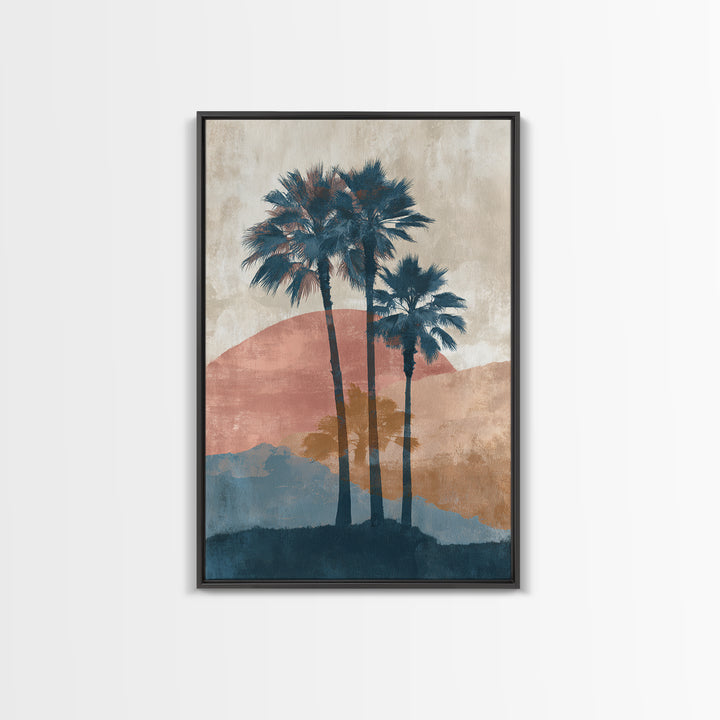 Palm Tree Silhouettes Framed Canvas Print, Tropical Art, Wall Art Prints, Living Room Decor, Fine Art, Tropic, Beach Wall Art, TRO-2x3-60