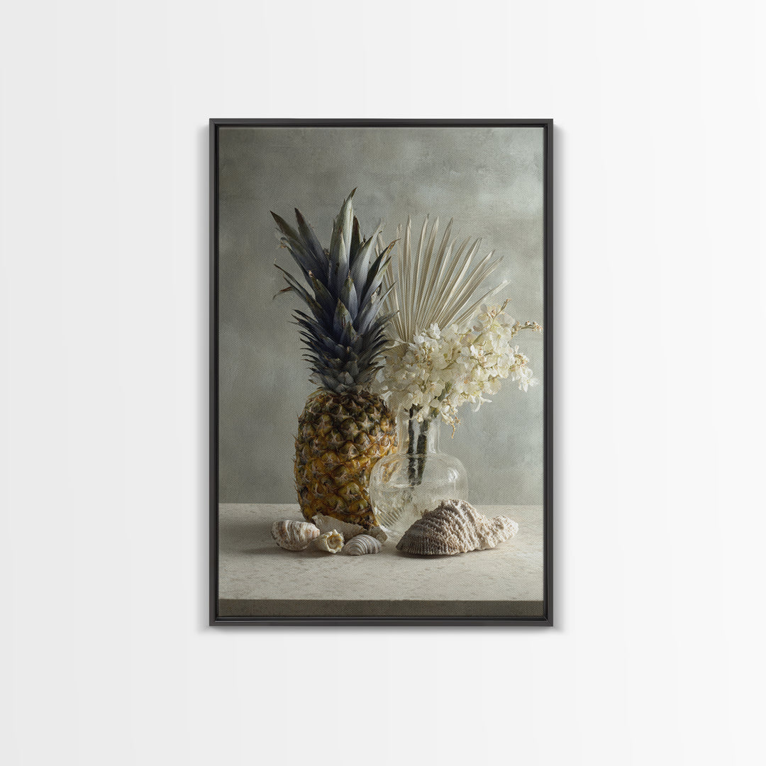 Pineapple and Palm Still Life Canvas Print, Tropical Art, Printable Art, Living Room Decor, Abstract Art, Tropic, TRO-2x3-62