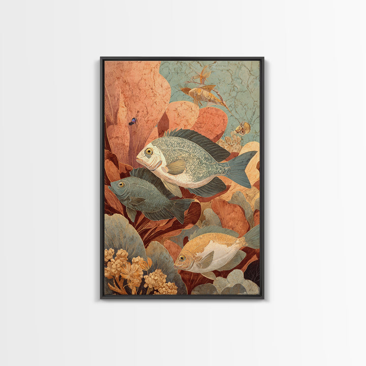 Tropical Fish over Coral Reef Canvas Print, Tropical Art, Set of 3 Prints, Living Room Decor, Fine Art, Tropic, Botanical Art, TRO-2x3-67