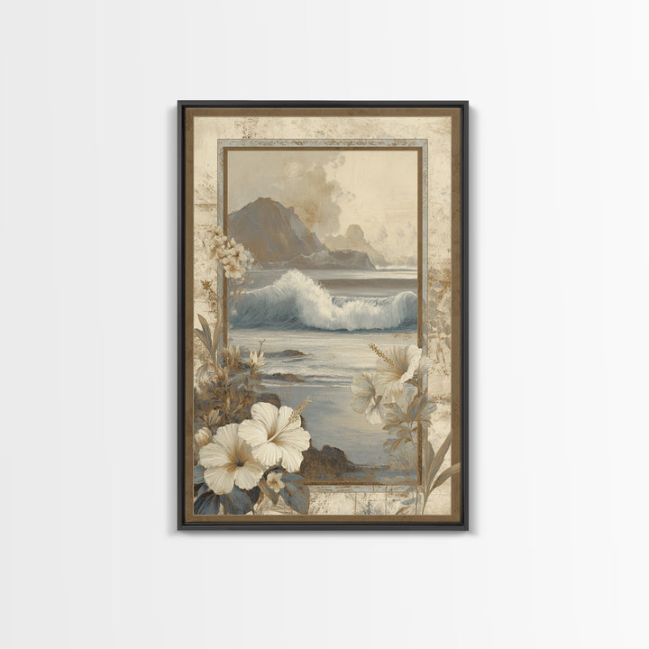 Sunset Surf Scene Framed Canvas Print, Tropical Art, Wall Art Prints, Living Room Decor, Fine Art, Tropic, Beach Wall Art, TRO-2x3-78